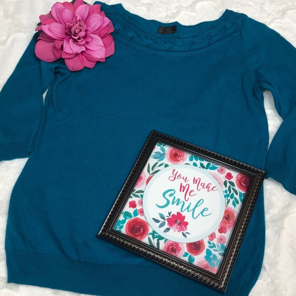 Worthington Sweaters - Worthington Petite Business Teal Sweater PM